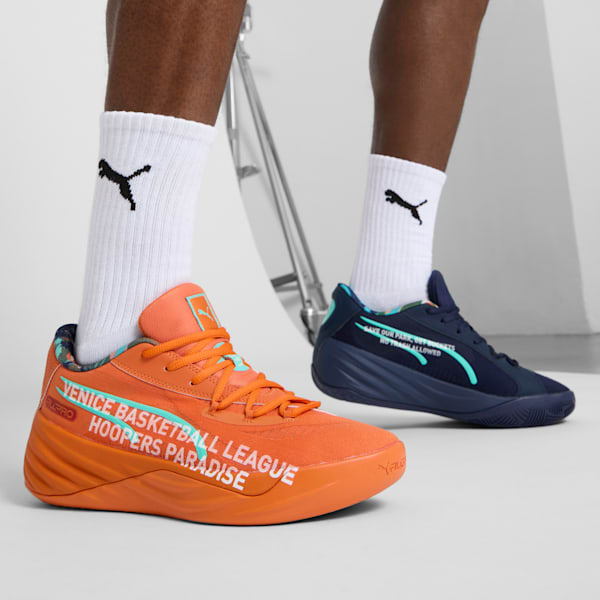 All-Pro NITRO™ Venice Beach Basketball League Men's Basketball Shoes, PUMA Navy-Maple Syrup, extralarge