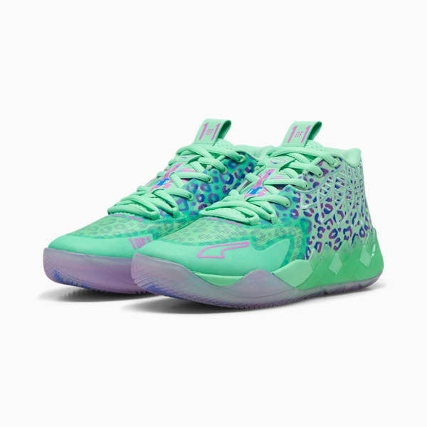 Chaussures de basketball PUMA x LAMELO BALL MB.01 Alien Safari Homme, Green Glimmer-Pure Magenta-Hyperlink Blue, extralarge