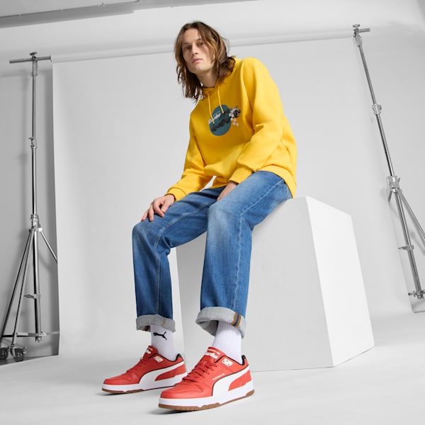 Porsche Legacy RBD Game Men's Low Sneakers, Red Fire-PUMA White, extralarge