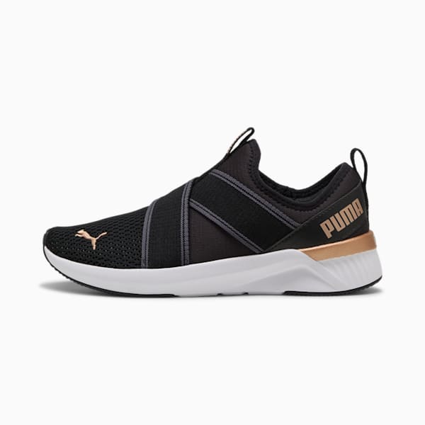 Tenis mujer running SOFTRIDE Harli Slip-On, PUMA Black-PUMA White-PUMA Gold, extralarge
