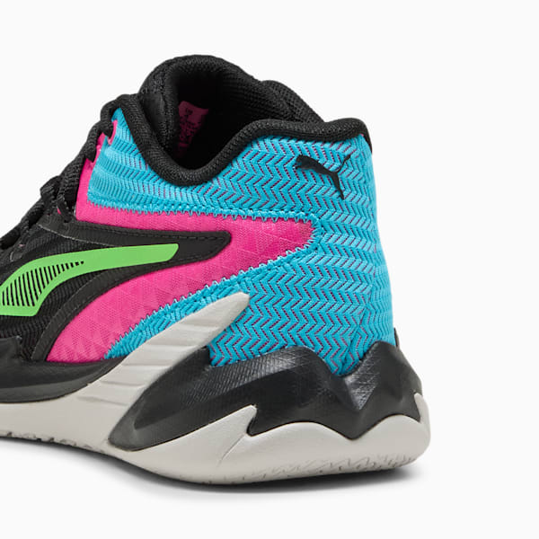 Tenis de básquetbol Dagger para niños grandes, PUMA Black-Fluro Pink Pes, extralarge