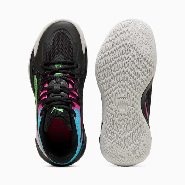 Tenis de básquetbol Dagger para niños grandes, PUMA Black-Fluro Pink Pes, extralarge