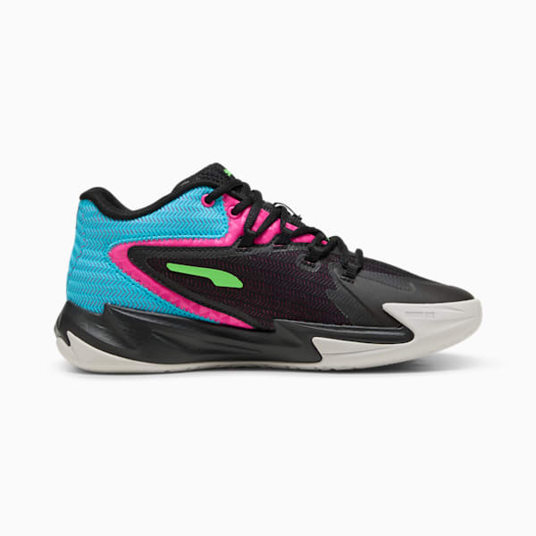 Tenis de básquetbol Dagger para niños grandes, PUMA Black-Fluro Pink Pes, extralarge