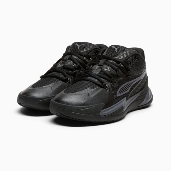 Tenis de básquetbol Dagger para niños grandes, PUMA Black-Galactic Gray, extralarge