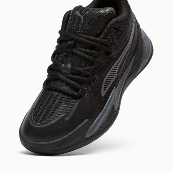 Tenis de básquetbol Dagger para niños grandes, PUMA Black-Galactic Gray, extralarge
