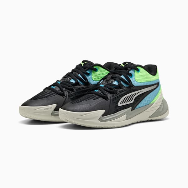 Dagger Big Kids' Basketball Shoes, PUMA Black-Bright Aqua-Green Glare, extralarge