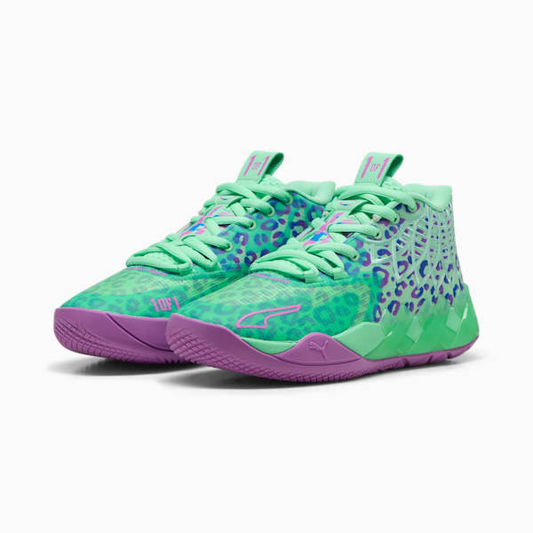 PUMA x LAMELO BALL MB.01 Alien Safari Big Kids' Basketball Shoes, Green Glimmer-Pure Magenta-Hyperlink Blue, extralarge