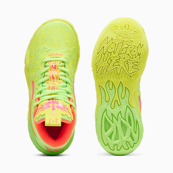 Tenis de básquet MB.04 Gem para adolescentes, Yellow Alert-Green Glare-Pink Alert, extralarge