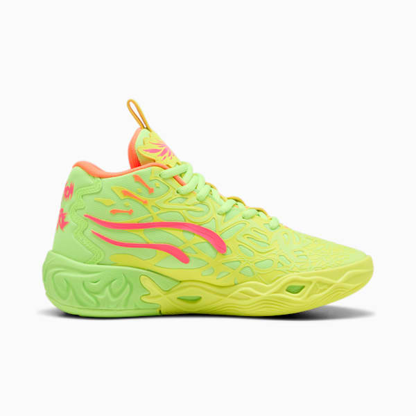 Tenis de básquet MB.04 Gem para adolescentes, Yellow Alert-Green Glare-Pink Alert, extralarge