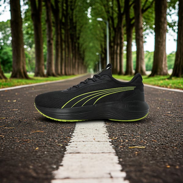 Galaxis Pro Men's Performance Boost Running Shoes, PUMA Black-Lime Smash-Strong Gray, extralarge-IND