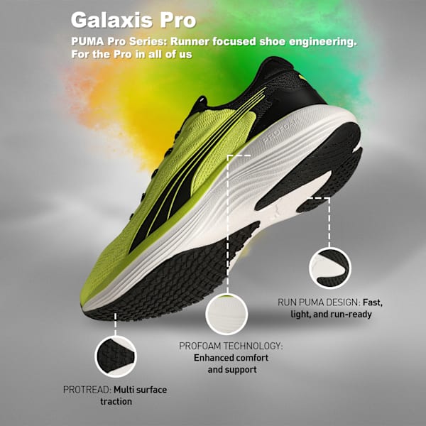 Galaxis Pro Men's Performance Boost Running Shoes, Lime Sheen-PUMA Black-PUMA White, extralarge-IND