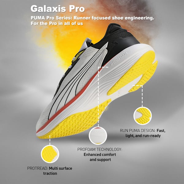 Galaxis Pro Men's Performance Boost Running Shoes, PUMA White-PUMA Black-Active Red, extralarge-IND