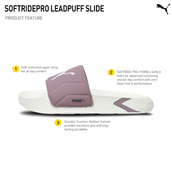 SoftridePro Leadpuff Women's Slides, Warm White-Elderberry-Raisin, extralarge-IND