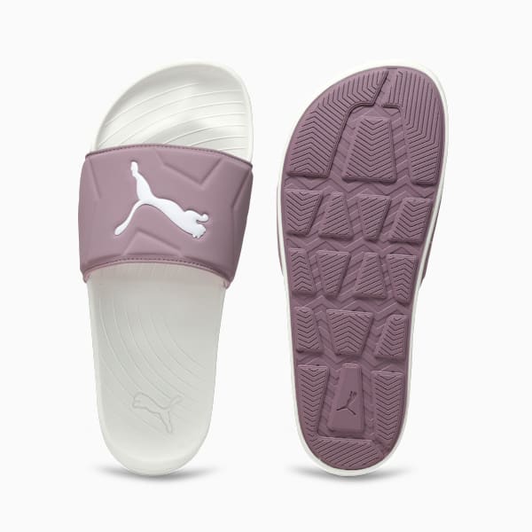 SoftridePro Leadpuff Women's Slides, Warm White-Elderberry-Raisin, extralarge-IND