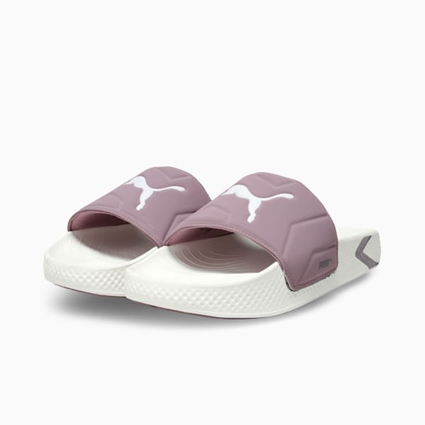 SoftridePro Leadpuff Women's Slides, Warm White-Elderberry-Raisin, extralarge-IND
