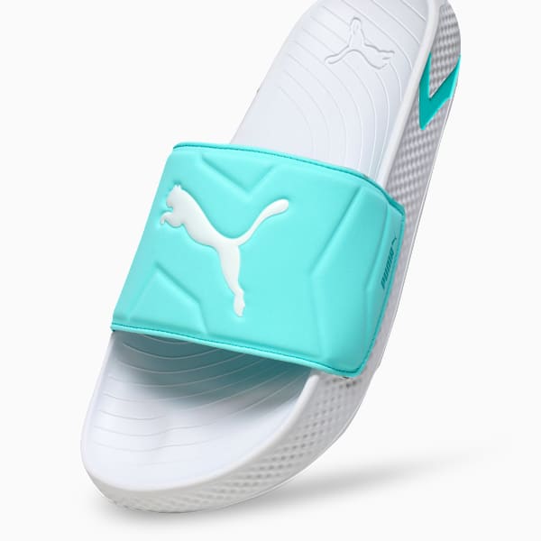 SoftridePro Leadpuff Women's Sandal, PUMA White-Safe Lake-Aqua, extralarge-IND
