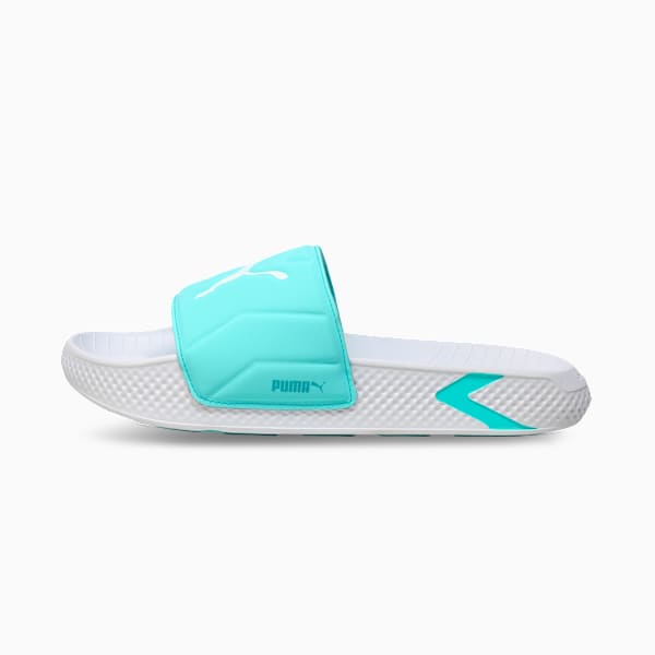 SoftridePro Leadpuff Women's Sandal, PUMA White-Safe Lake-Aqua, extralarge-IND