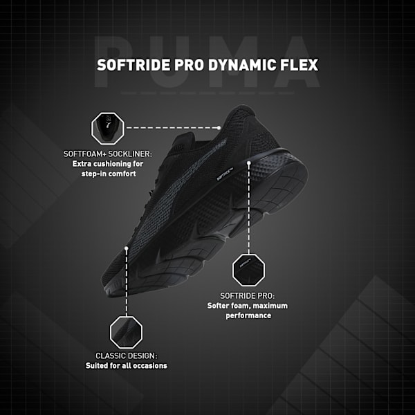 Softride Pro Dynamic Flex Men's Comfort Running Shoes, PUMA Black-Flat Dark Gray-Flat Medium Gray, extralarge-IND