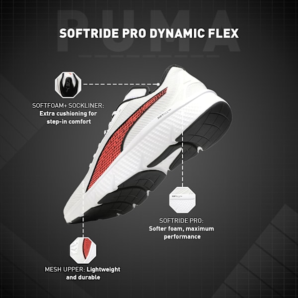 Softride Pro Dynamic Flex Men's Sports Shoes, PUMA White-Vapor Gray-PUMA Black, extralarge-IND