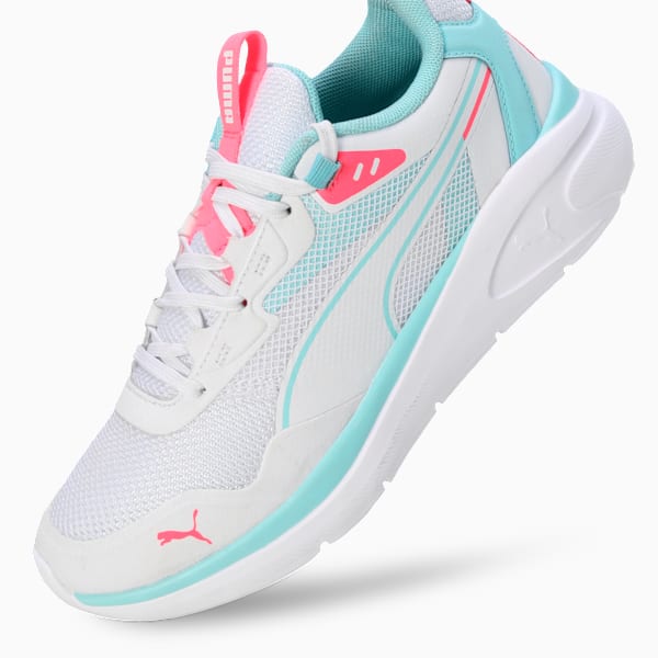 FlexFlare Women's Running Shoes, PUMA White-Safe Lake-Sun Struck, extralarge-IND