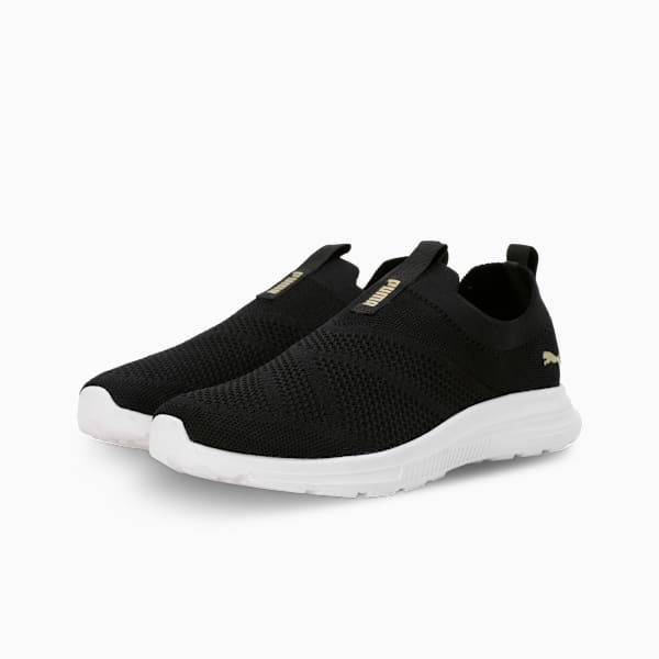 Cirque Slip-On Women's Shoes, PUMA Black-Metallic Gold, extralarge-IND