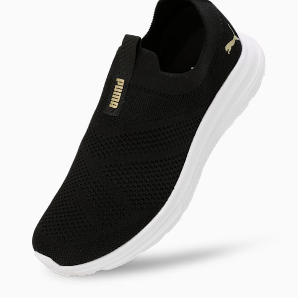 Cirque Slip-On Women's Shoes, PUMA Black-Metallic Gold, extralarge-IND