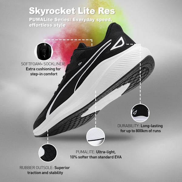 Skyrocket Lite Men's Running Shoes, PUMA Black-PUMA Black-PUMA White, extralarge-IND