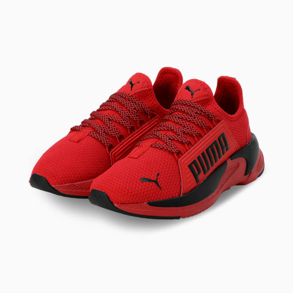 Softride Premier Youth Slip-On Running Shoes, Puma Black-High Risk Red, extralarge-IND