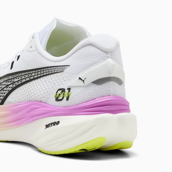 メンズ ディヴィエイト ニトロ 3 EKIDEN グロー ランニングシューズ, PUMA White-Pure Magenta-Yellow Alert, extralarge-JPN