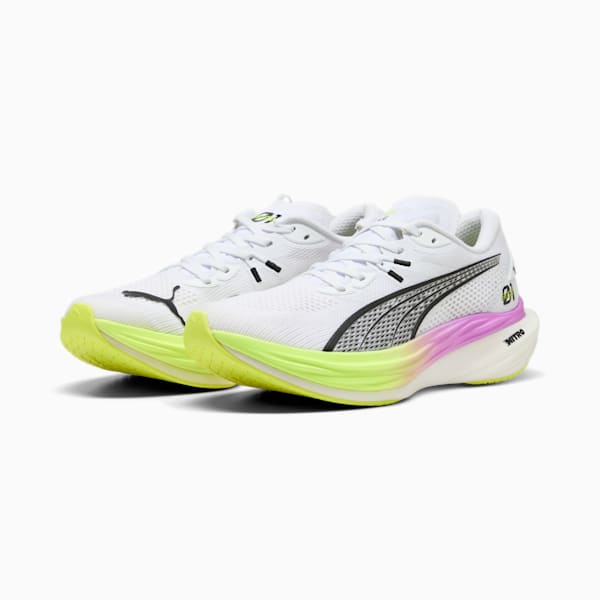 メンズ ディヴィエイト ニトロ 3 EKIDEN グロー ランニングシューズ, PUMA White-Pure Magenta-Yellow Alert, extralarge-JPN