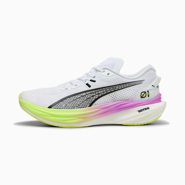 メンズ ディヴィエイト ニトロ 3 EKIDEN グロー ランニングシューズ, PUMA White-Pure Magenta-Yellow Alert, extralarge-JPN