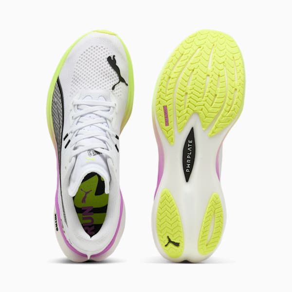 メンズ ディヴィエイト ニトロ 3 EKIDEN グロー ランニングシューズ, PUMA White-Pure Magenta-Yellow Alert, extralarge-JPN
