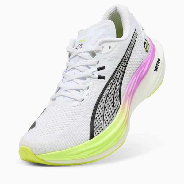 メンズ ディヴィエイト ニトロ 3 EKIDEN グロー ランニングシューズ, PUMA White-Pure Magenta-Yellow Alert, extralarge-JPN