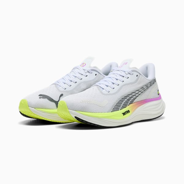 メンズ ヴェロシティ ニトロ 3  EKIDEN グロー ランニングシューズ, PUMA White-Pure Magenta-Yellow Alert, extralarge-JPN