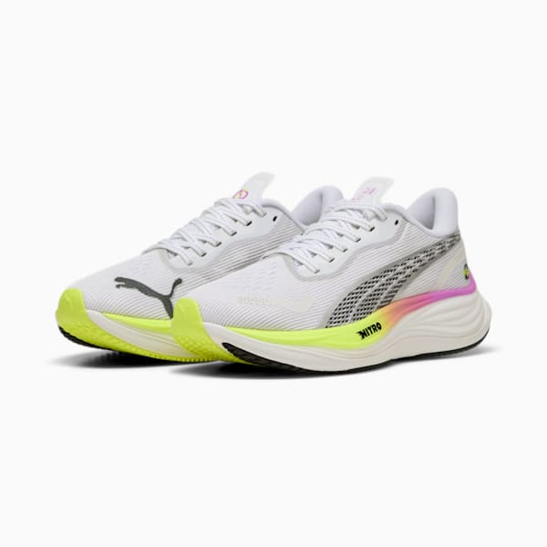ウィメンズ ヴェロシティ ニトロ 3  EKIDEN グロー ランニングシューズ, PUMA White-Pure Magenta-Yellow Alert, extralarge-JPN