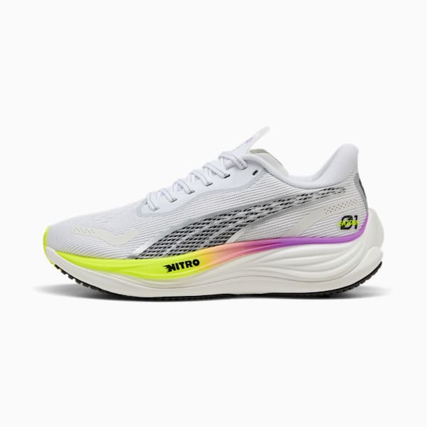 ウィメンズ ヴェロシティ ニトロ 3  EKIDEN グロー ランニングシューズ, PUMA White-Pure Magenta-Yellow Alert, extralarge-JPN