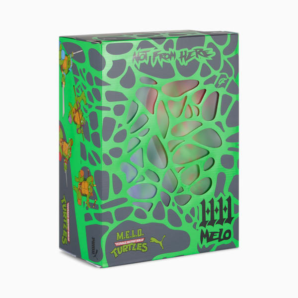 PUMA x LAMELO BALL x TMNT MB.04 Raphael and Donatello Men's Basketball Shoes, Fluro Green Pes-PUMA Red-Dark Amethyst, extralarge