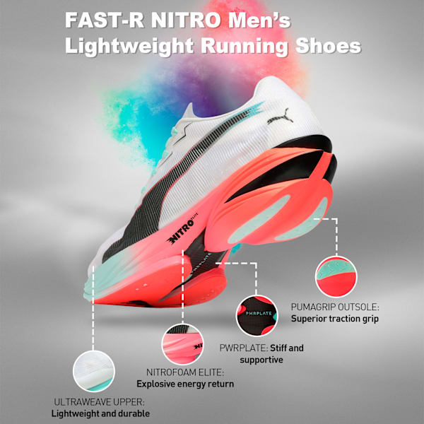 FAST-R NITRO™ Elite 3 Men's Running Shoes, PUMA White-Glowing Red-Mint Melt, extralarge-IND