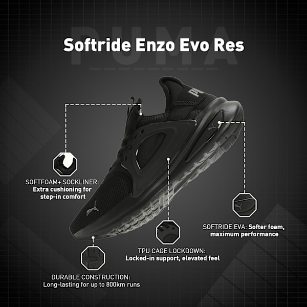 Softride Enzo Evo Running Shoes, Puma Black-CASTLEROCK, extralarge-IND
