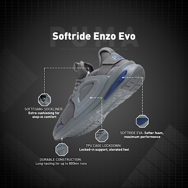 Softride Enzo Evo Running Shoes, Flat Medium Gray, extralarge-IND