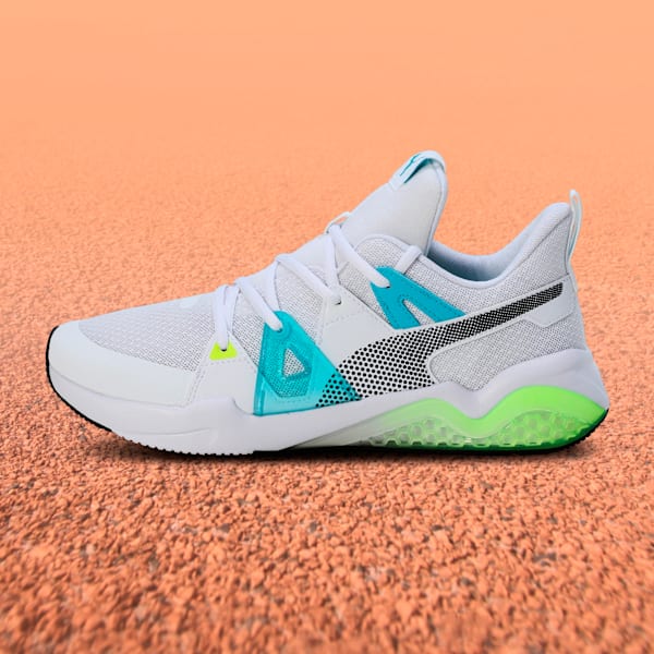 Cell Fraction Fade Men's Running Shoes, Puma White-Scuba Blue-Yellow Alert, extralarge-IND