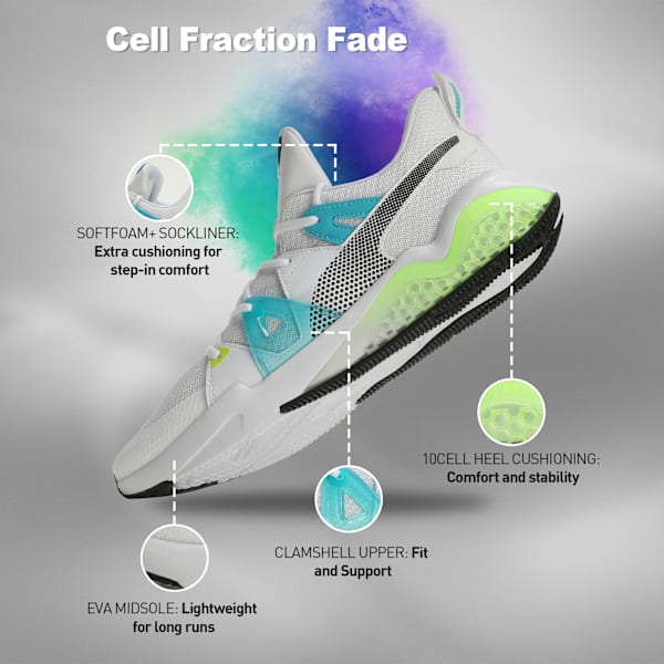 Cell Fraction Fade Men's Running Shoes, Puma White-Scuba Blue-Yellow Alert, extralarge-IND