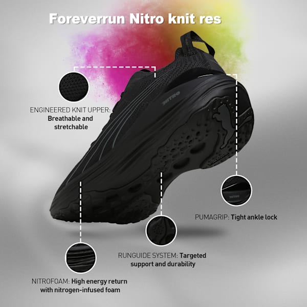 ForeverRun NITRO Men's Engineered Stability Running Shoes, PUMA Black-Shadow Gray, extralarge-IND