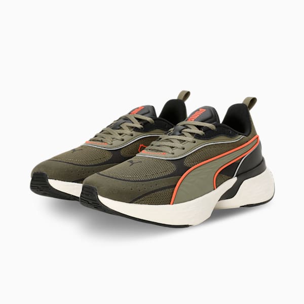 Softride Sway Chase Running Shoes, Dark Olive-Flame Flicker, extralarge-IND