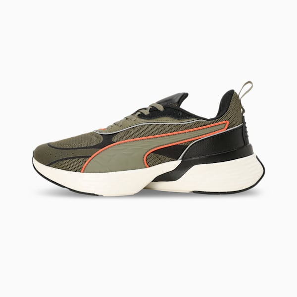 Softride Sway Chase Running Shoes, Dark Olive-Flame Flicker, extralarge-IND