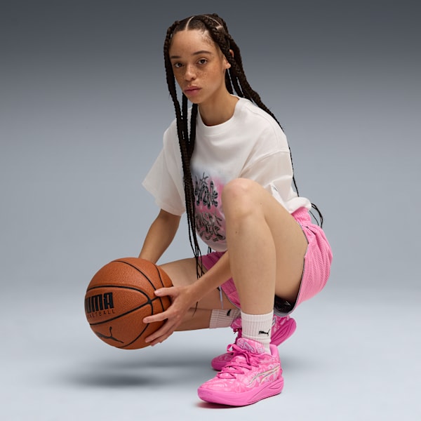 Stewie 4 ST4RZ Basketball Shoes Women, Pink Pixel-PUMA White, extralarge