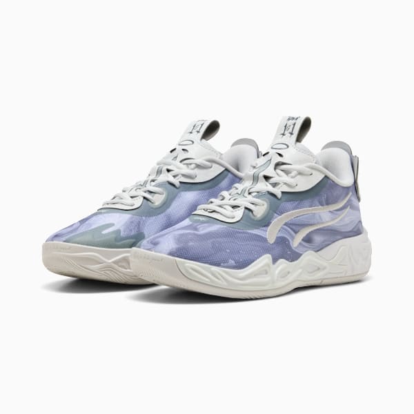 PUMA x LAMELO BALL MB.04 Lo Team Big Kids' Basketball Shoes, Feather Gray-Cool Mid Gray-Cool Dark Gray, extralarge