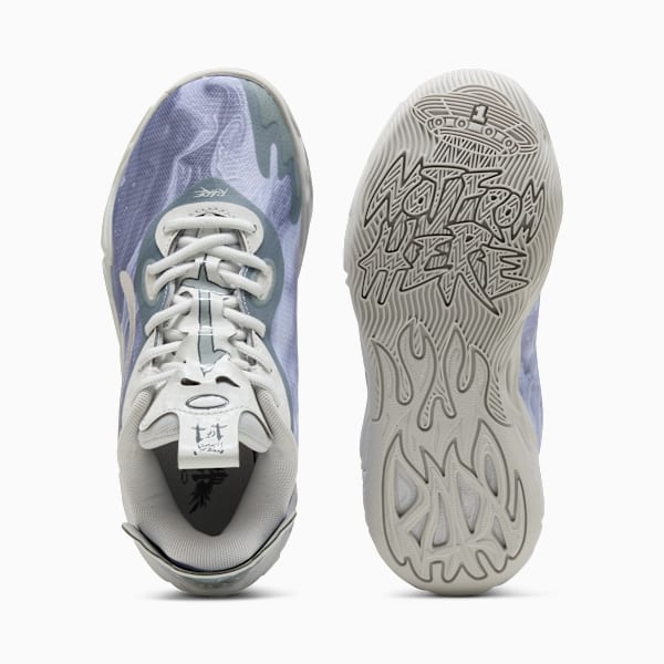 PUMA x LAMELO BALL MB.04 Lo Team Big Kids' Basketball Shoes, Feather Gray-Cool Mid Gray-Cool Dark Gray, extralarge