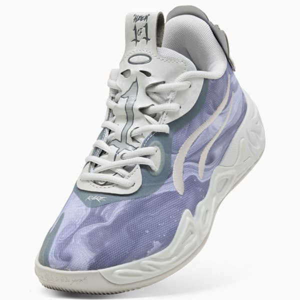 PUMA x LAMELO BALL MB.04 Lo Team Big Kids' Basketball Shoes, Feather Gray-Cool Mid Gray-Cool Dark Gray, extralarge