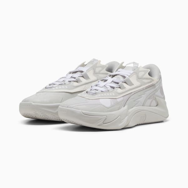 Scoot Zeros II Basketball Shoes Youth, Glacial Gray-PUMA White, extralarge